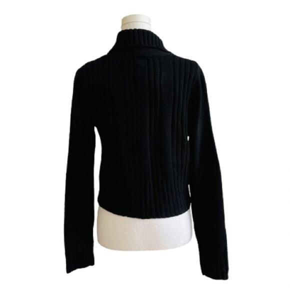 Sweater Project Black Shawl Collar Crop Cropped Ribbed Cardigan Sweater XL NEW - Picture 5 of 12